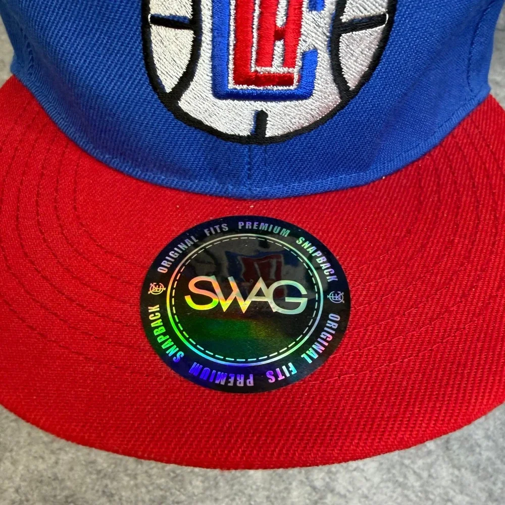 SWAG LA Clippers Snapback Hat Blue Red NBA Basketball Flat‎ Brim Cap Mens